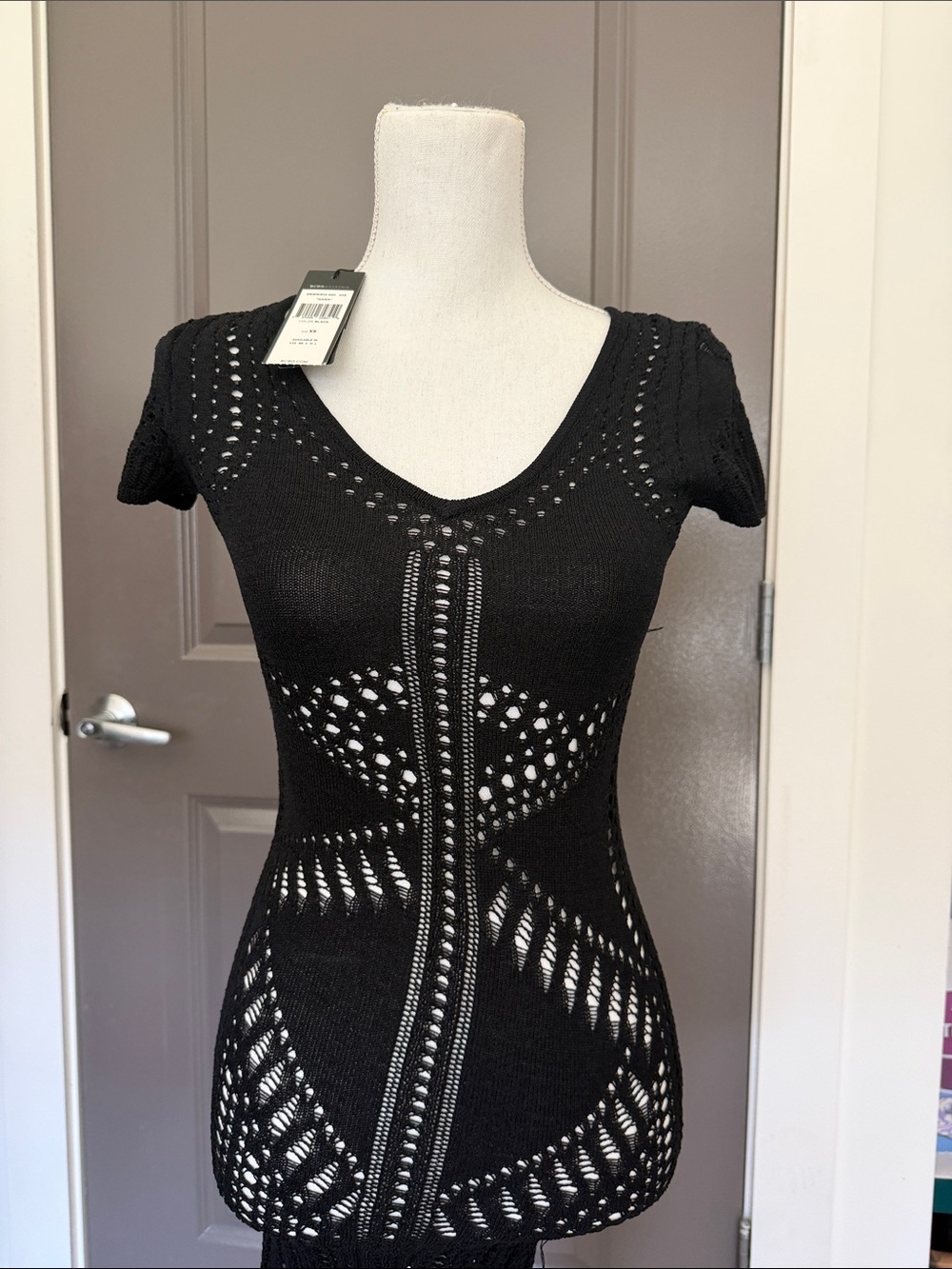 BCBGMaxAzria “HANA” Openwork Knit Top